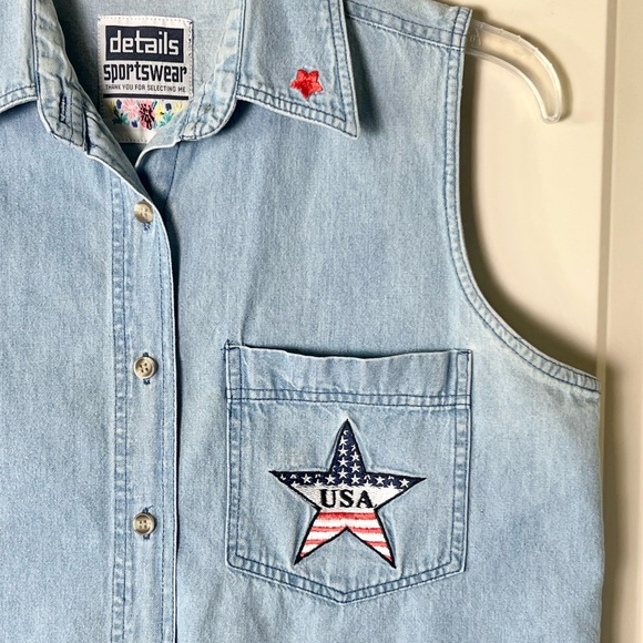Vintage Denim USA Sleeveless button up - Picture 2 of 6